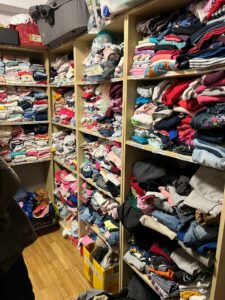 photo: donated clothes in Romania for Ukrainian refugees