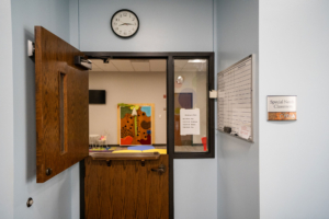 Special Needs Children's Classroom has a split door with a reverse handleset